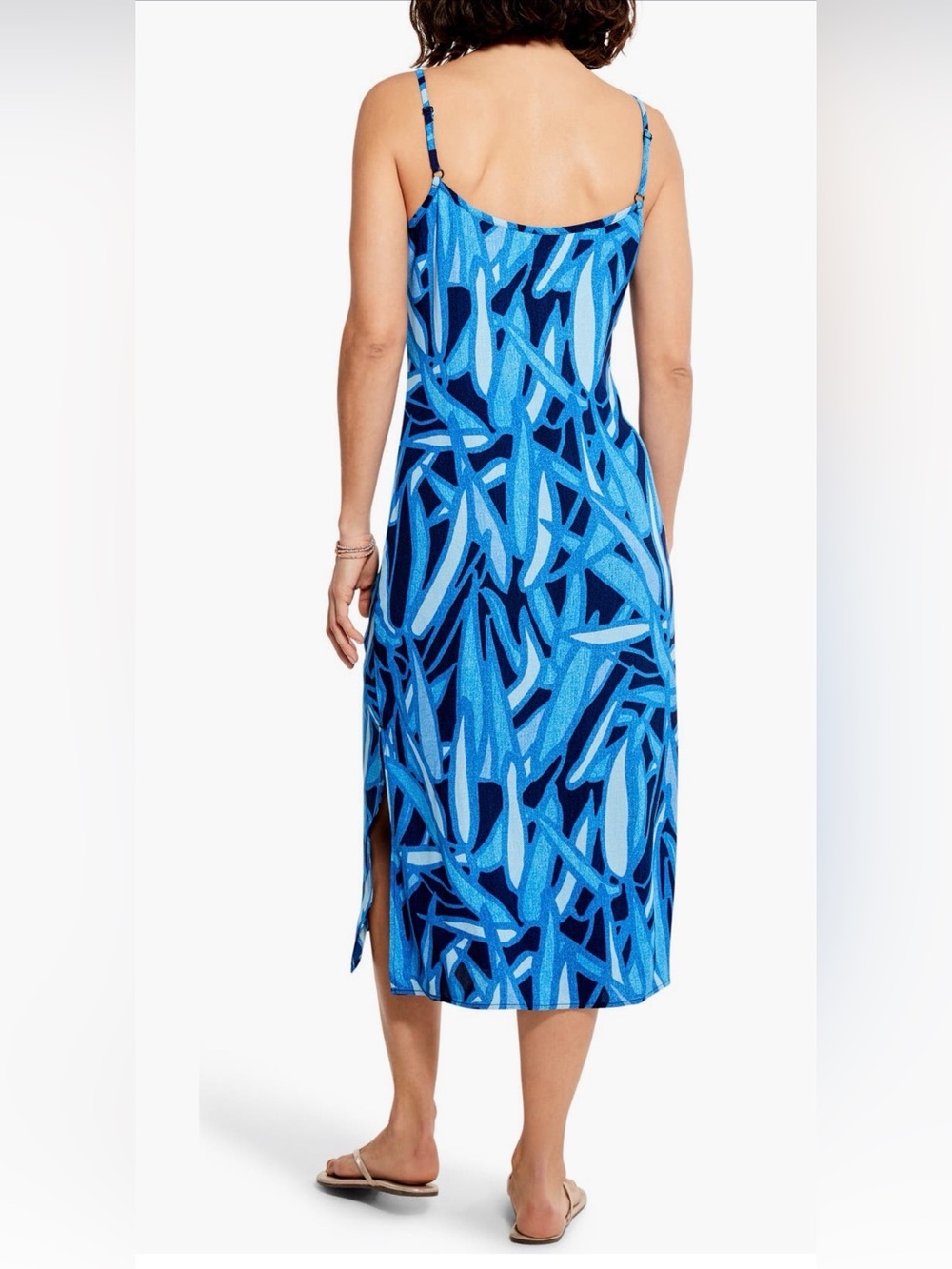 NWOT NIC+ ZOE Sunset Jungle Blue Botanical Print Spaghetti Strap Dress-XS - Picture 4 of 15